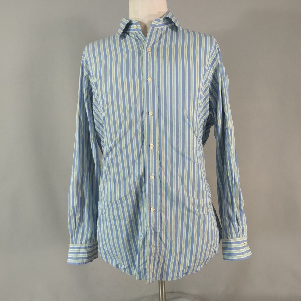 Polo Ralph Lauren Button-Up Men XL Blue Regent Stripe Classic Long Sleeve Cotton